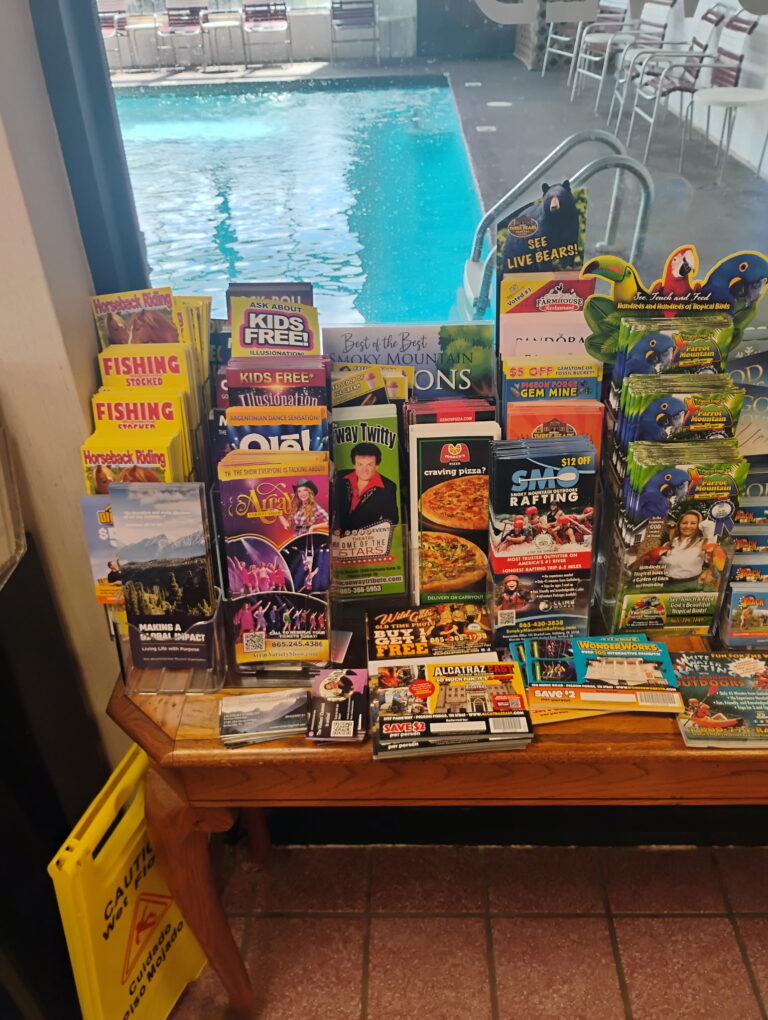 brochure on display in gas station for bridges for life ministries